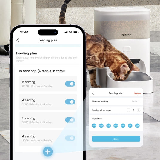 programmable cat food dispenser with app set up simply and healthy feed