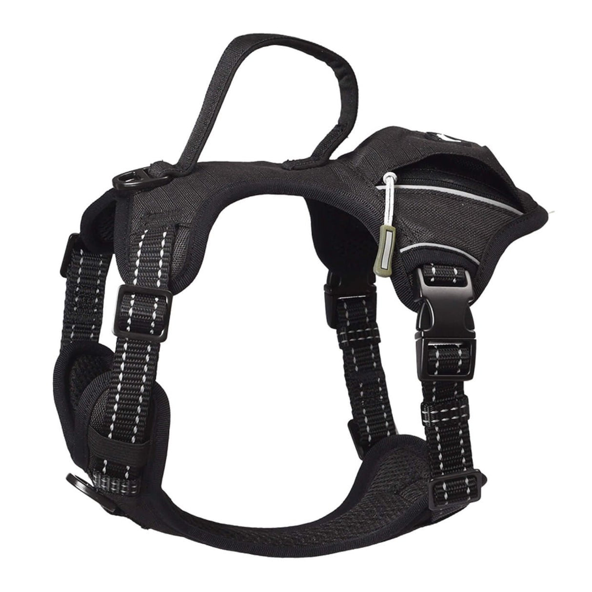 PET MARVEL tactical dog harness with poop bag holder black