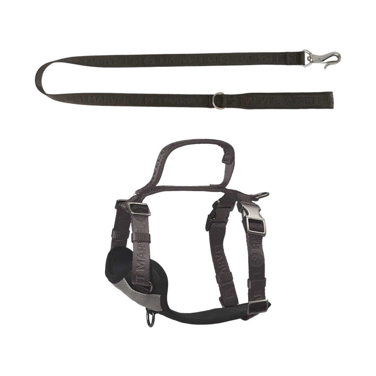 The set comes with a embroidered mint green no pull dog harness and leash that matching