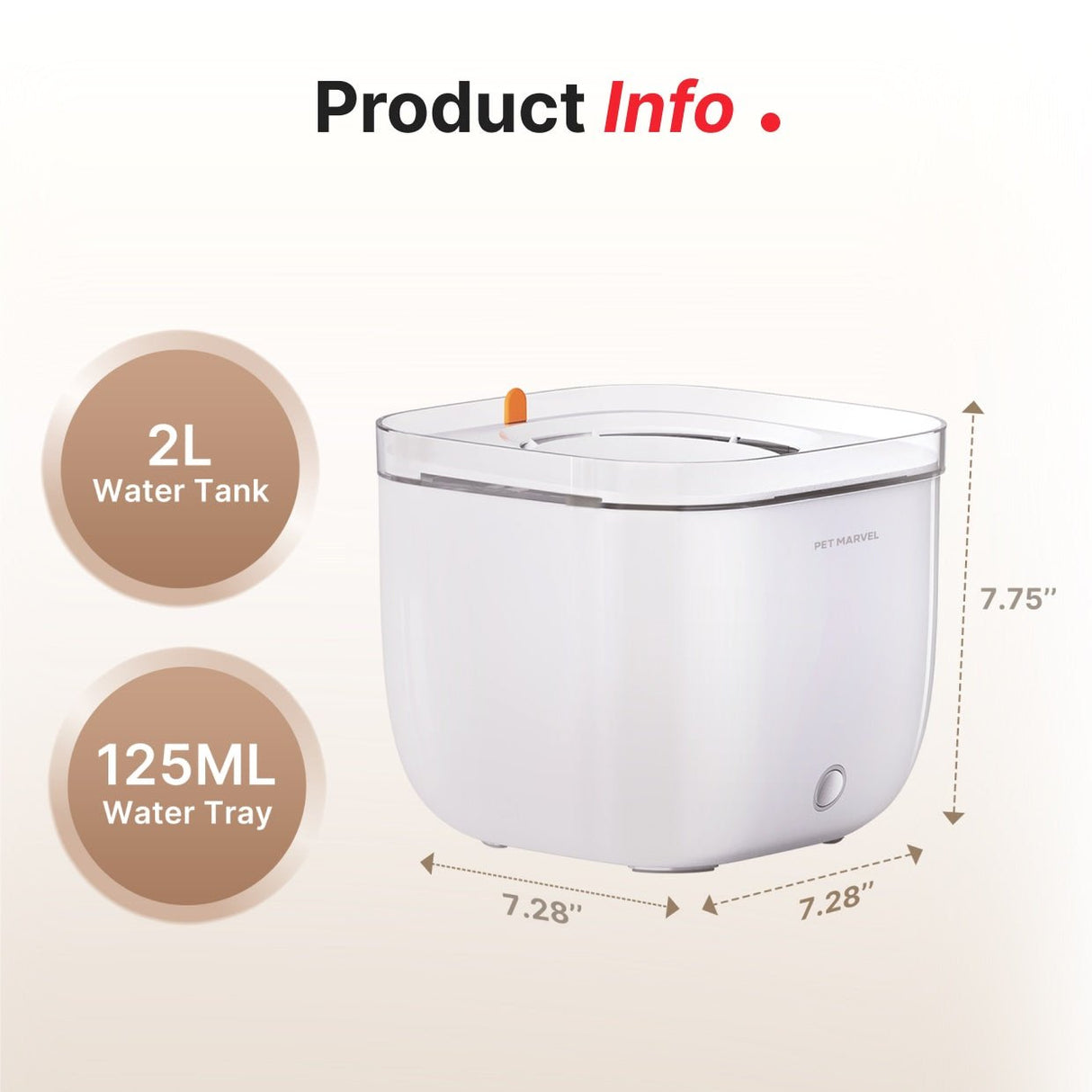 the product size is 7.28*7.28*7.75 inches