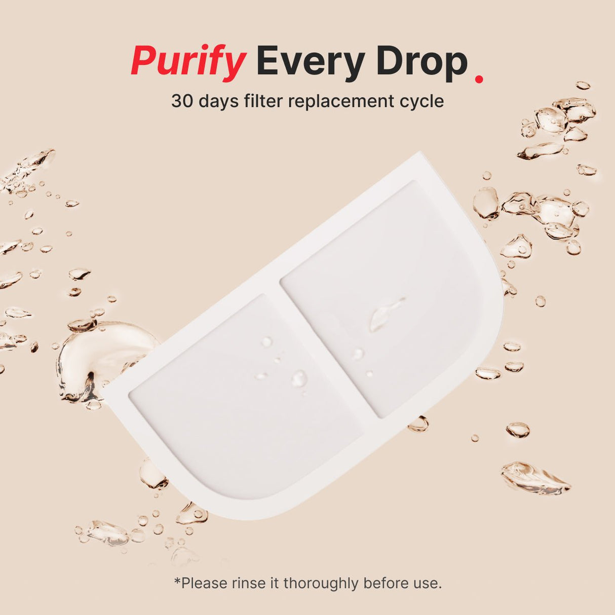 filter lasts for 30 days replacement cycle
