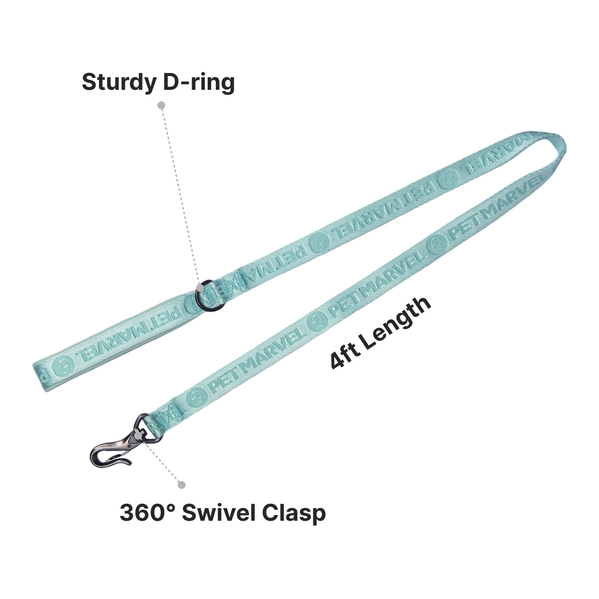 the embroidered dog leash comes with sturdy D ring, 360 degree swivel clasp and 4 ft length