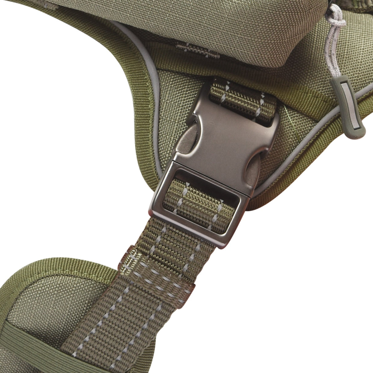 the dog harness comes with durable quick release metal buckels and adjustabloe straps