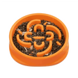 PET MARVEL dog feeding bowl slow orange with kibble inside