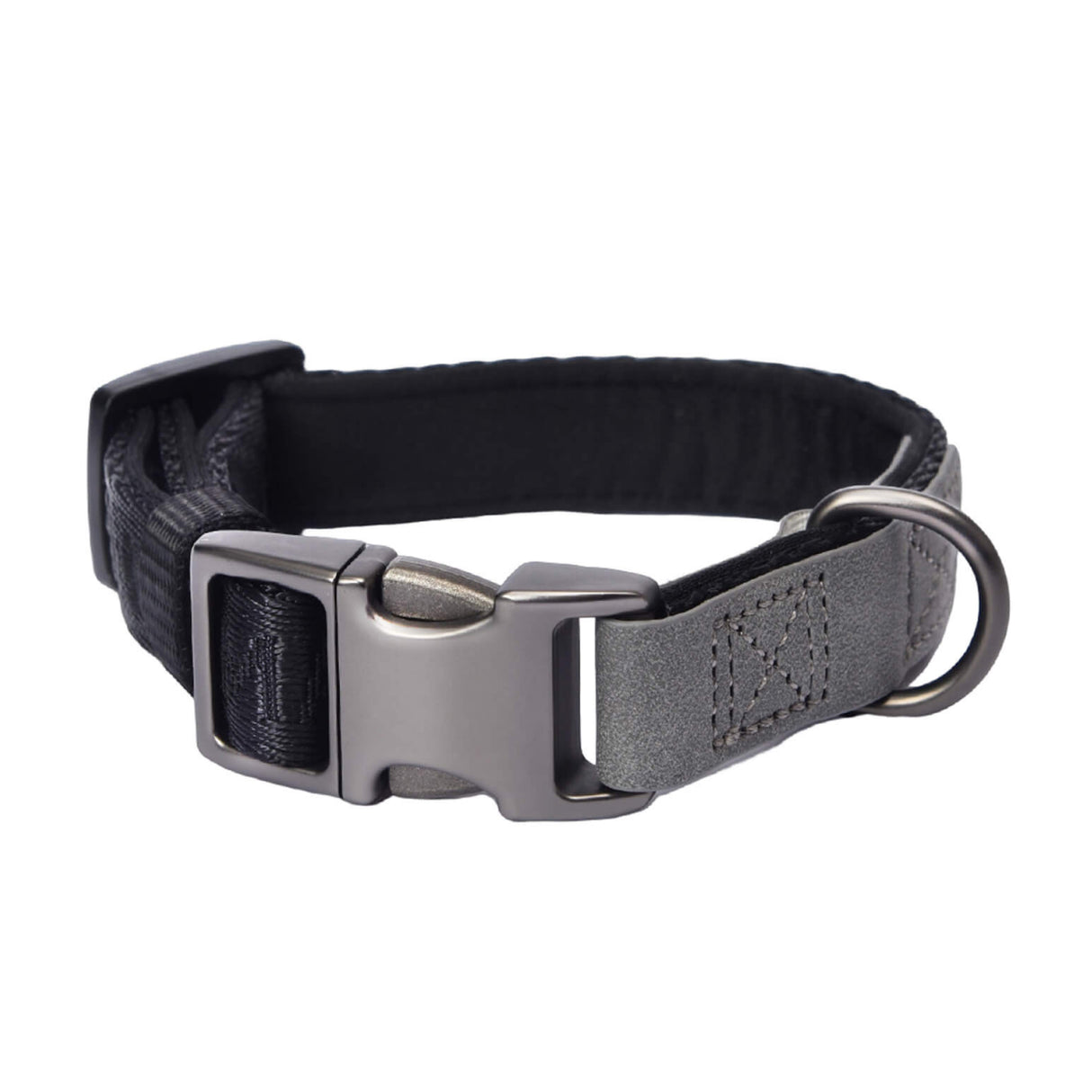 PET MARVEL embroidered stylish dog collar black with quality meat buckle and clips