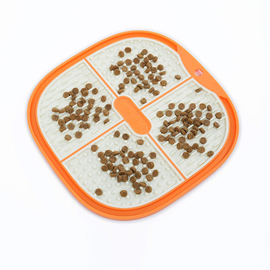 hard plastic dog lick with dry food orange